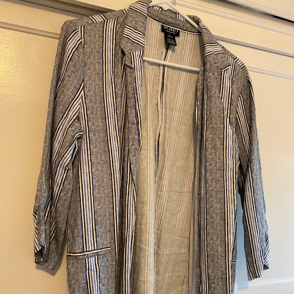 Linen blazer with 3/4 sleeve